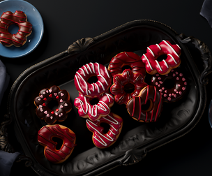 Valentine Day style donut bread baked tableware