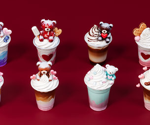 Valentine Day style bear drink ice cream