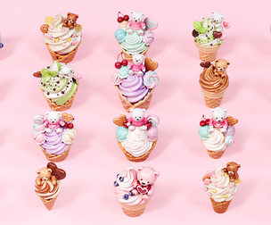 Valentine Day Bear Ice Cream Heart Fruit Chocolate