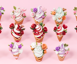 Valentine Day Rose Ice Cream Heart Flower