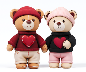 Sweater casual bear couple doll heart