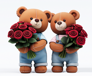 Casual jeans bear couple doll rose toy