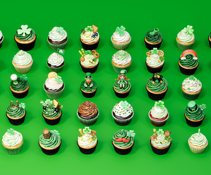 St Patrick Day themed cupcake cake green