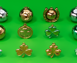 St Patrick Day themed decoration ball and clover green
