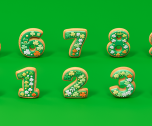 St Patrick Day themed number cookie biscuit green