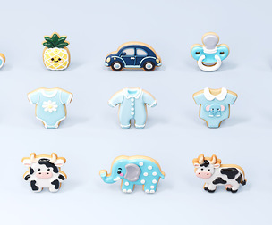 Blue Series Birth Gift Cookie Biscuit Animal Clothes