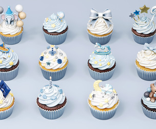 blue series birth gift cupcake cake baked cooking birthday