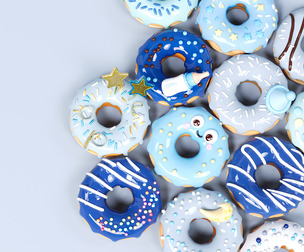 blue series birth gift donut bread cake baked cooking