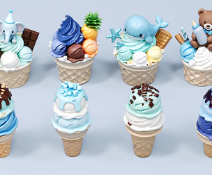 blue series birth gift ice cream animal bear whale elephant pineapple