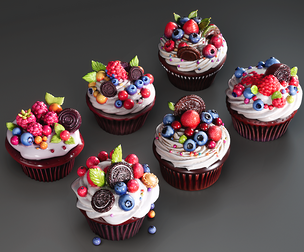 Chocolate Fruit Cupcake Cake Biscuit Blueberrie Peppermint Leave