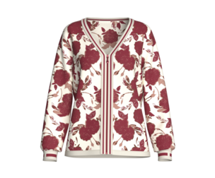 Girls Burgundy Floral V-Neck Cardigan | Marvelous / Clo3d / obj / fbx