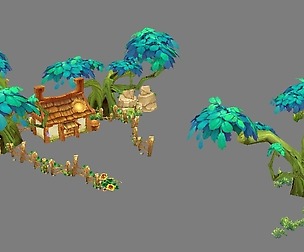 Low mold scene - field hut
