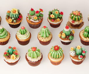 Cactus Style Cupcake Cake Baked