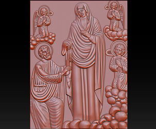 Virgin Mary with Angels Relief 3D Model CNC