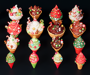 Christmas style ice cream cone chocolate