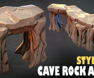Stylized Rock Cave Opening 3D Asset