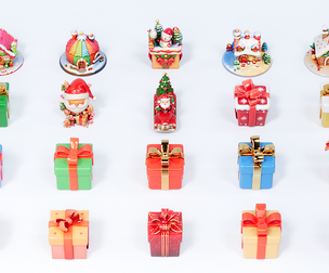 Christmas themed gift box snowman santa claus snow house