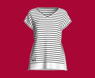Girls V-Neck Breton Stripe Dolman T-Shirt | Marvelous / Clo3d / obj / fbx