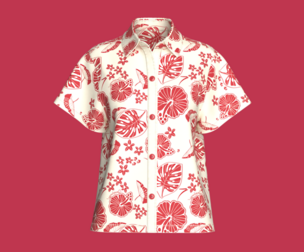 Girls Floral Printed Short-Sleeve Shirt | Marvelous / Clo3d / obj / fbx