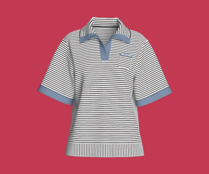 Girls Retro Striped Polo With Pocket | Marvelous / Clo3d / obj / fbx