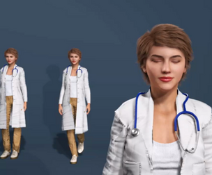 Realistic 3D Female Doctor Model Fully Rigged Animated