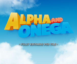 Alpha and Omega PSD Fully Editable Text Effect. Layer Style PSD Mockup Template
