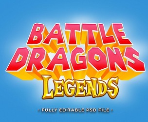 Battle Dragons Legends PSD Fully Editable Text Effect. Layer Style PSD Mockup Template
