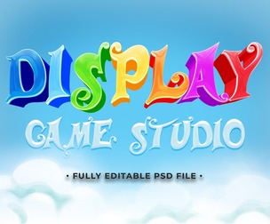 Display game studio PSD Fully Editable Text Effect. Layer Style PSD Mockup Template