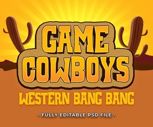 Game Cowboys PSD Fully Editable Text Effect. Layer Style PSD Mockup Template