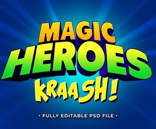 Magic Heroes PSD Fully Editable Text Effect. Layer Style PSD Mockup Template