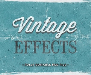 Vintage Effects PSD Fully Editable Text Effect. Layer Style PSD Mockup Template
