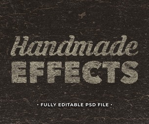 Vintage Handmade Effects PSD Fully Editable Text Effect. Layer Style PSD Mockup Template
