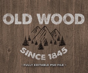 Vintage Old Wood PSD Fully Editable Text Effect. Layer Style PSD Mockup Template