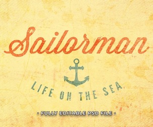 Vintage Sailorman PSD Fully Editable Text Effect. Layer Style PSD Mockup Template