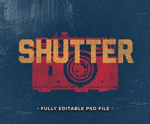 Vintage Shutter PSD Fully Editable Text Effect. Layer Style PSD Mockup Template