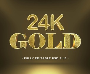 24K Gold PSD Fully Editable Text Effect. Layer Style PSD Mockup Template
