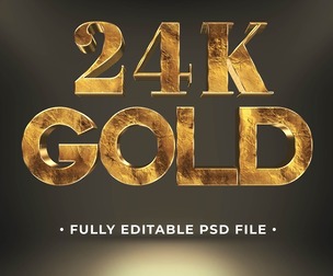 24K Gold 1 PSD Fully Editable Text Effect. Layer Style PSD Mockup Template
