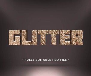 Glitter PSD Fully Editable Text Effect. Layer Style PSD Mockup Template
