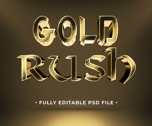 Gold Rush PSD Fully Editable Text Effect. Layer Style PSD Mockup Template