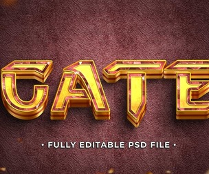 Gate PSD Fully Editable Text Effect. Layer Style PSD Mockup Template