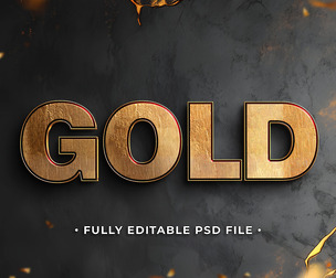 Gold PSD Fully Editable Text Effect. Layer Style PSD Mockup Template