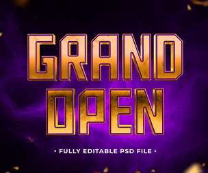 Grand Open PSD Fully Editable Text Effect. Layer Style PSD Mockup Template
