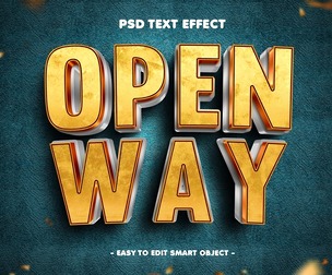 Open Way PSD Fully Editable Text Effect. Layer Style PSD Mockup Template