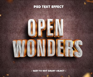 Open Wonders PSD Fully Editable Text Effect. Layer Style PSD Mockup Template