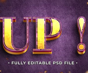 UP ! PSD Fully Editable Text Effect. Layer Style PSD Mockup Template