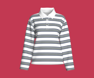 Girls Horizontal Stripe Long-Sleeve Polo | Marvelous / Clo3d / obj / fbx