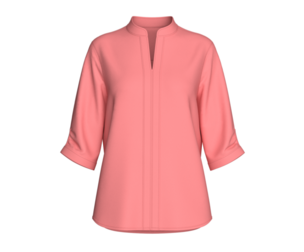 Girls Three Quarter Sleeve Notch-Neck Top | Marvelous / Clo3d / obj / fbx