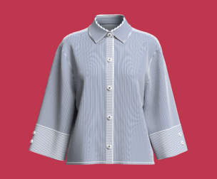 Girls Vertical Stripe Wide-Cuff Shirt | Marvelous / Clo3d / obj / fbx
