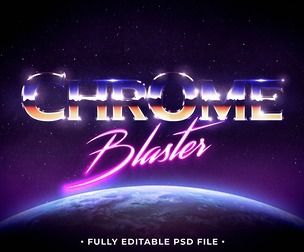 Chrome Blaster PSD Fully Editable Text Effect. Layer Style PSD Mockup Template