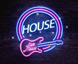 House Live Music PSD Fully Editable Text Effect. Layer Style PSD Mockup Template